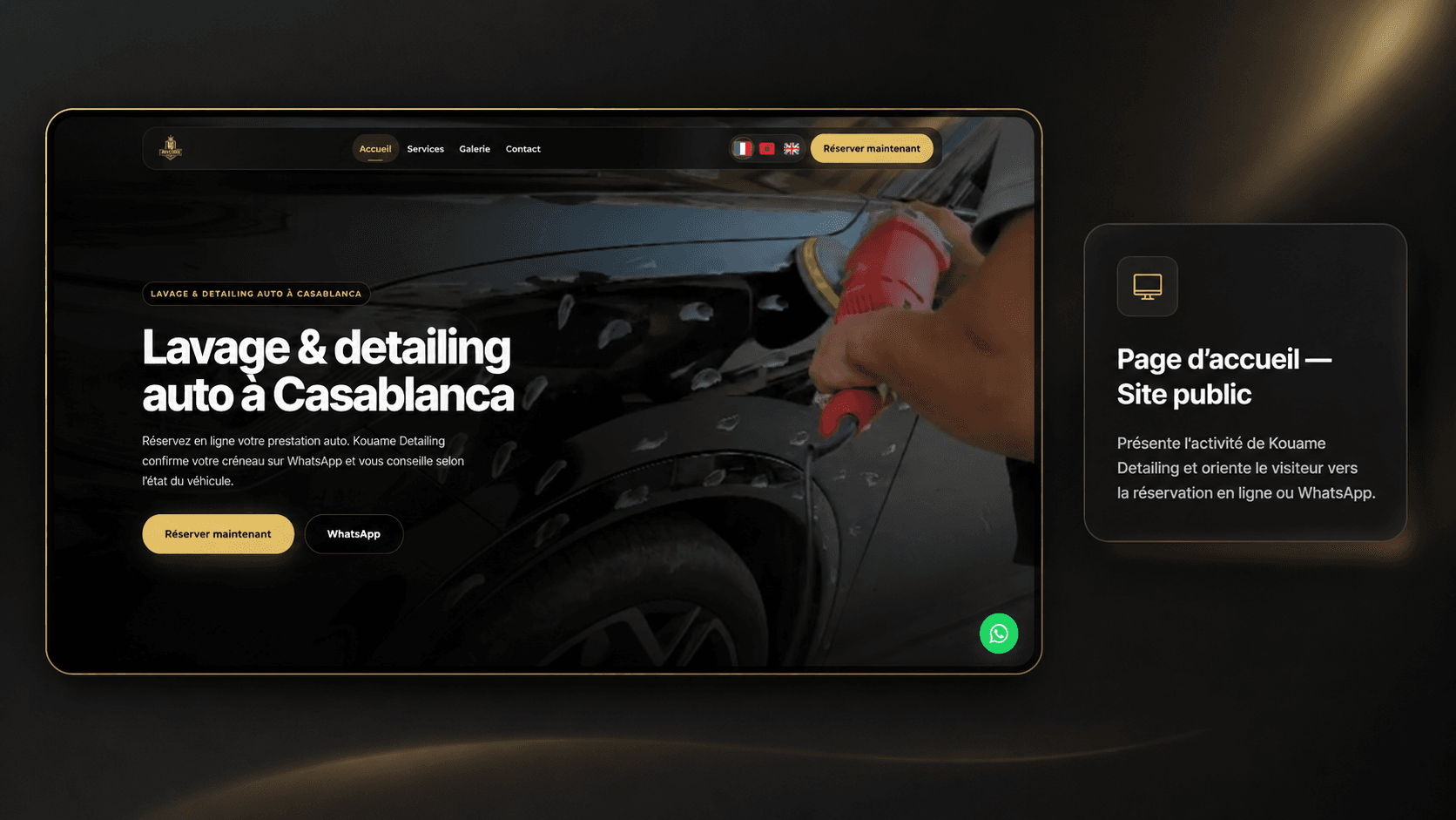 Startseite von Kouame Detailing mit Online-Buchung