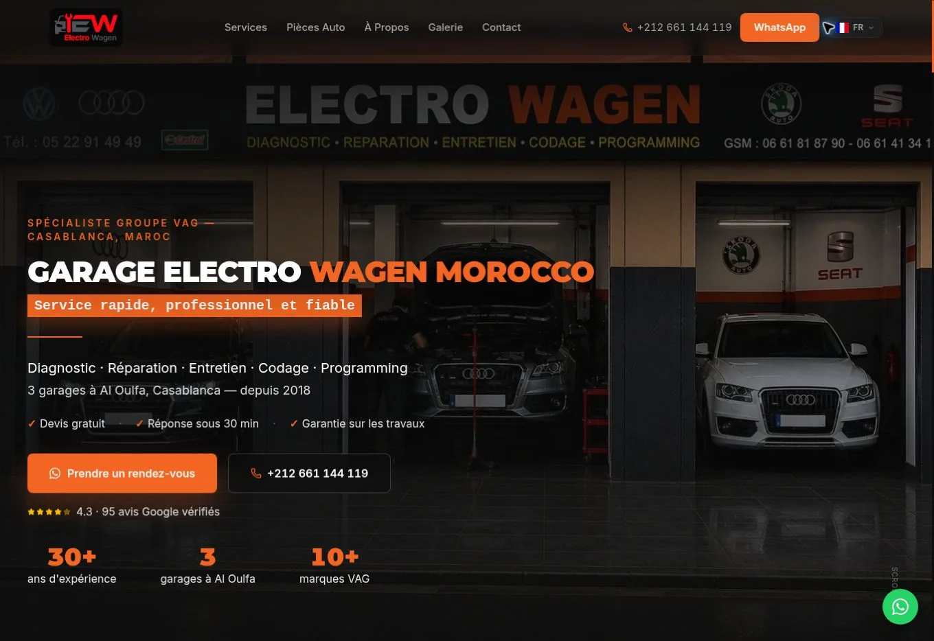 Home page del sito web di Electro-Wagen