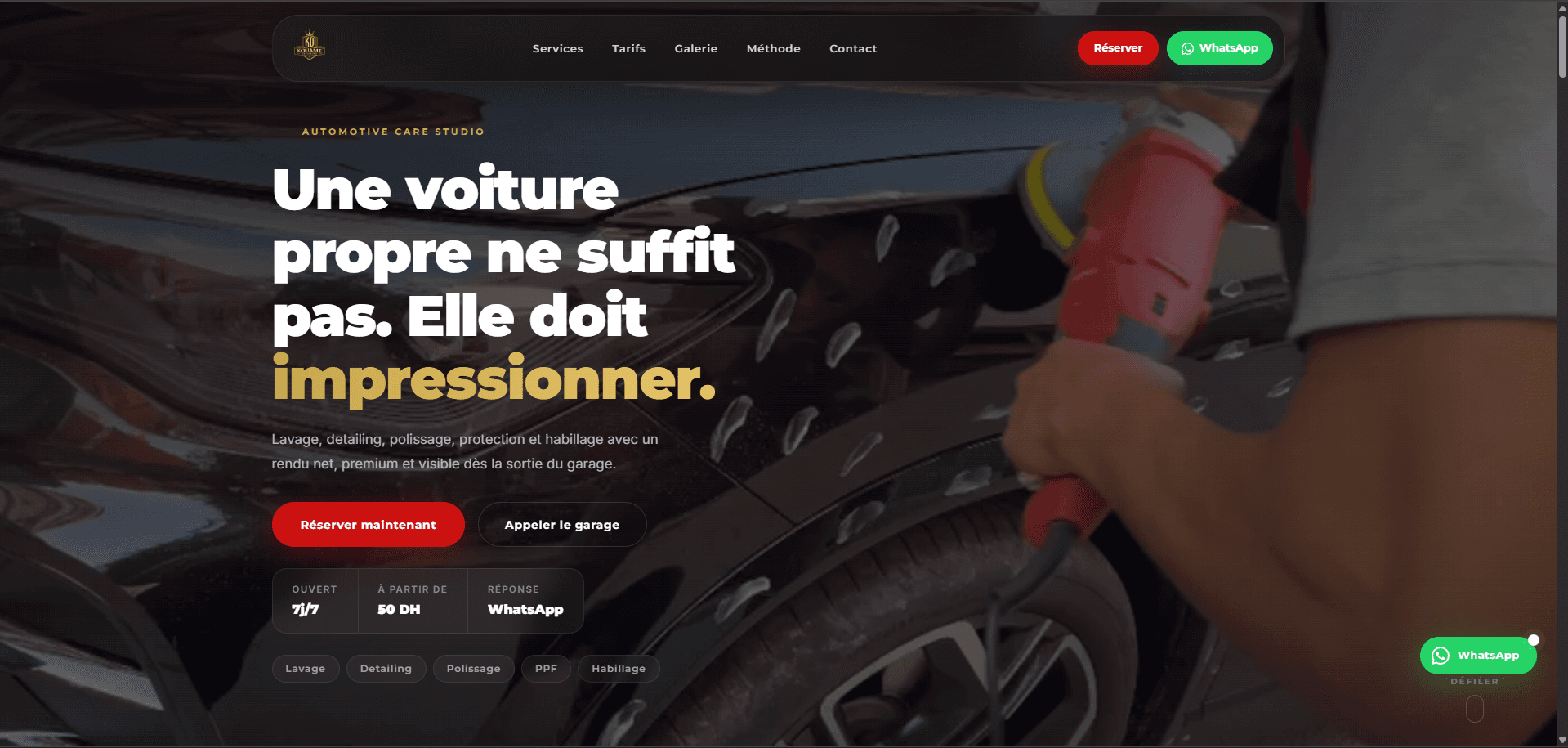 Aperçu du site Kouame Detailing